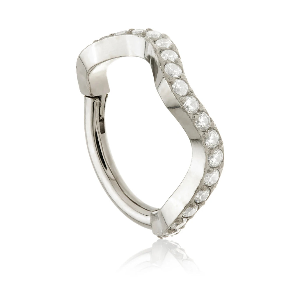 Ti Couture Curved Pave Hinge Ring