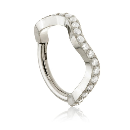 Ti Couture Curved Pave Hinge Ring