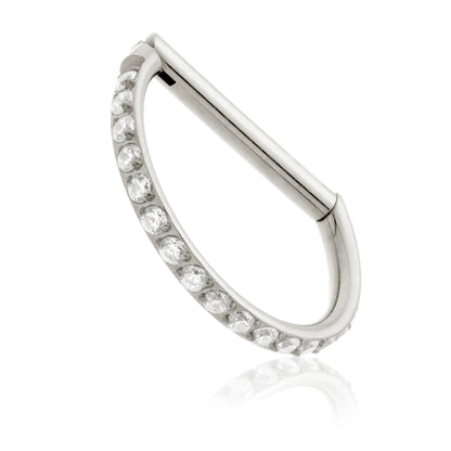 Titanium Full Pavé D Shape Hinged Ring