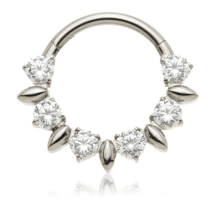 Titanium Jewelled Multi Shape Hinged Daith / Septum Ring