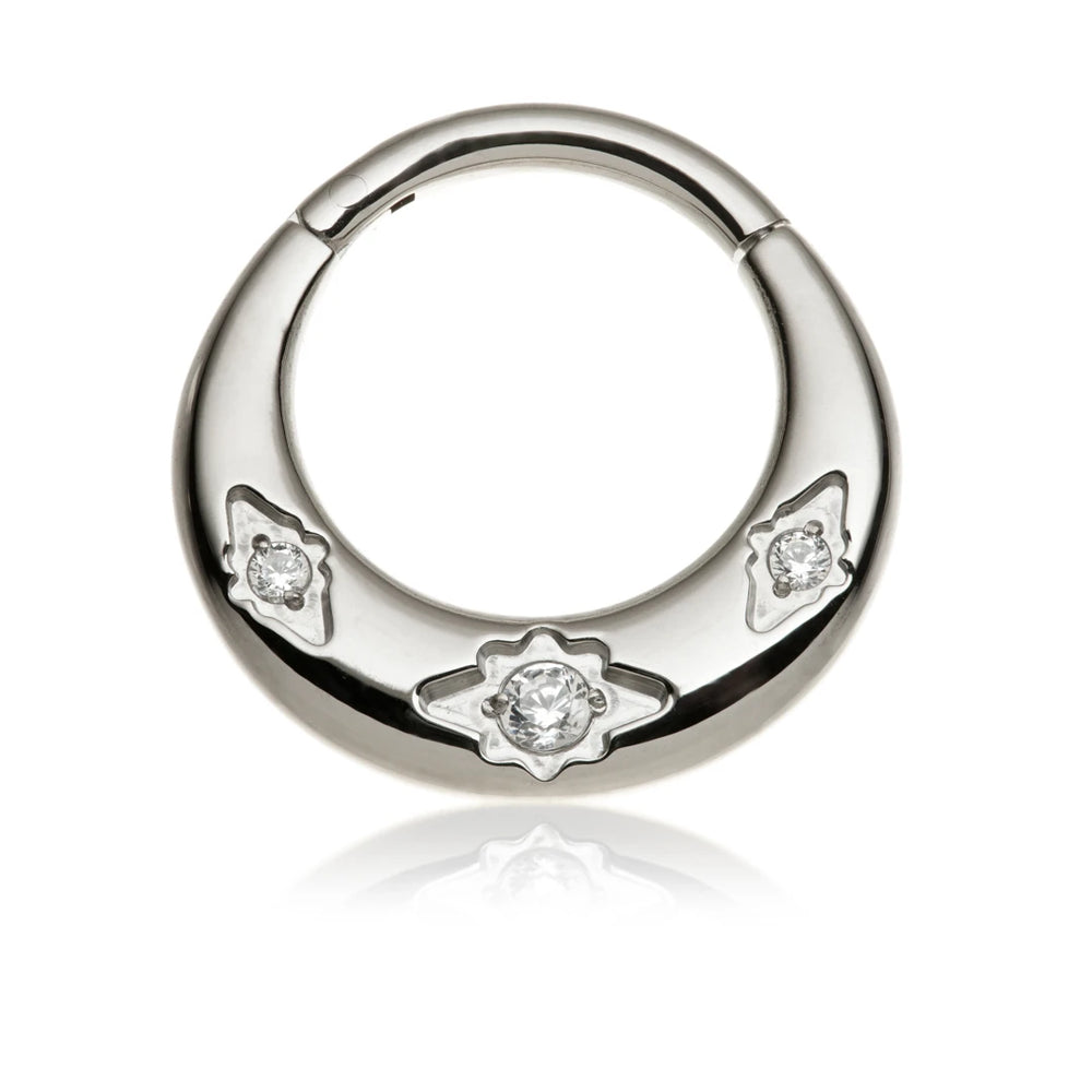 Titanium Chunky Jewelled Hinged Ring