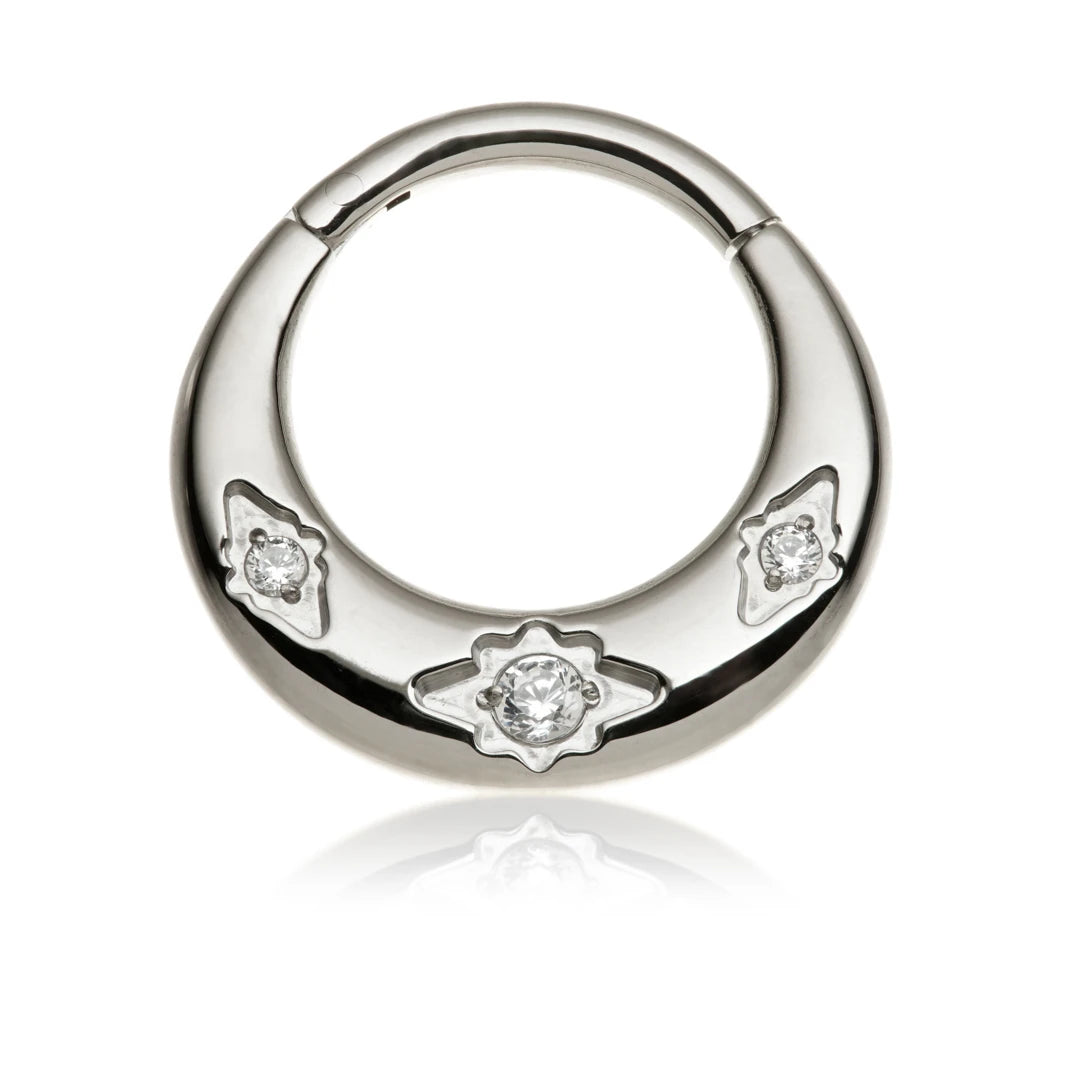 Titanium Chunky Jewelled Hinged Ring