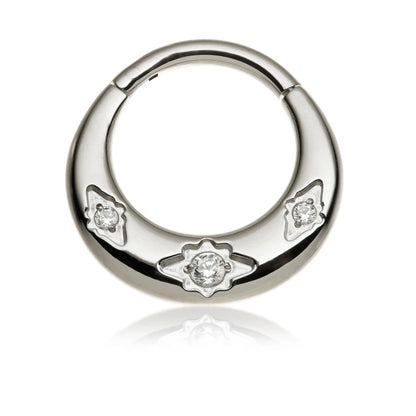 Titanium Chunky Jewelled Hinged Ring