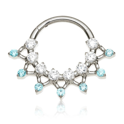 Titanium Multi Gem Crown Hinged Ring