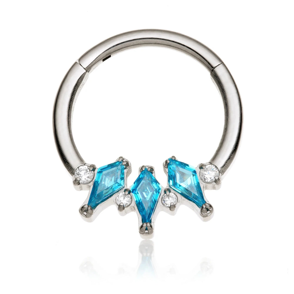 Titanium Triple Kite Gem Fan Hinged Ring