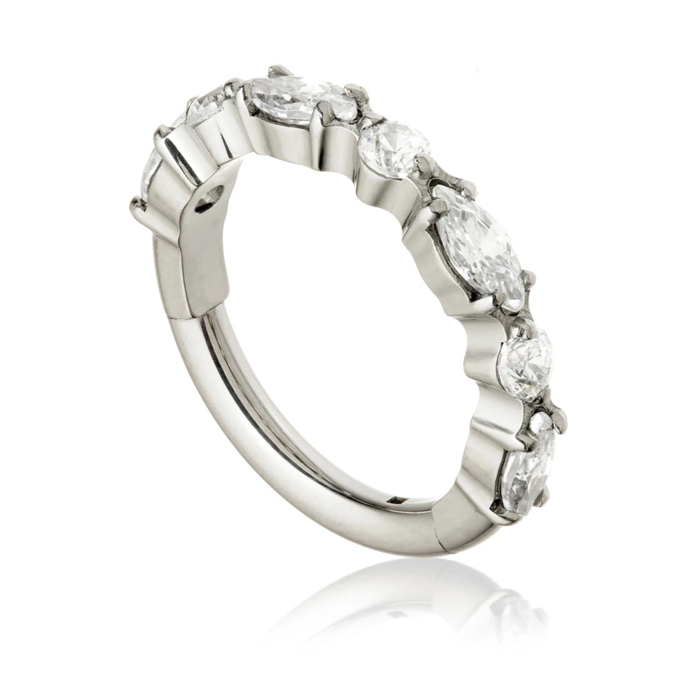 Titanium Jewelled Prong & Marquise Hinged Ring