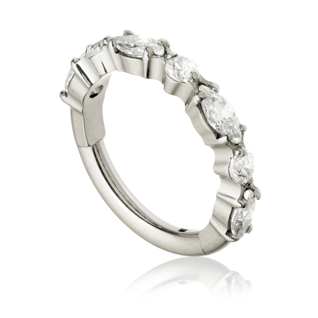 Titanium Jewelled Prong & Marquise Hinged Ring