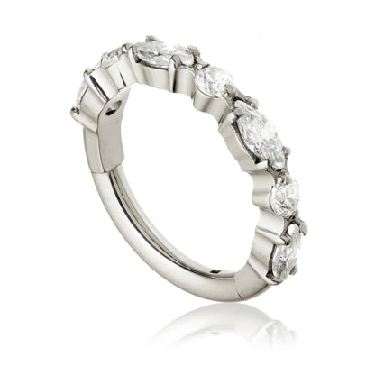 Titanium Jewelled Prong & Marquise Hinged Ring
