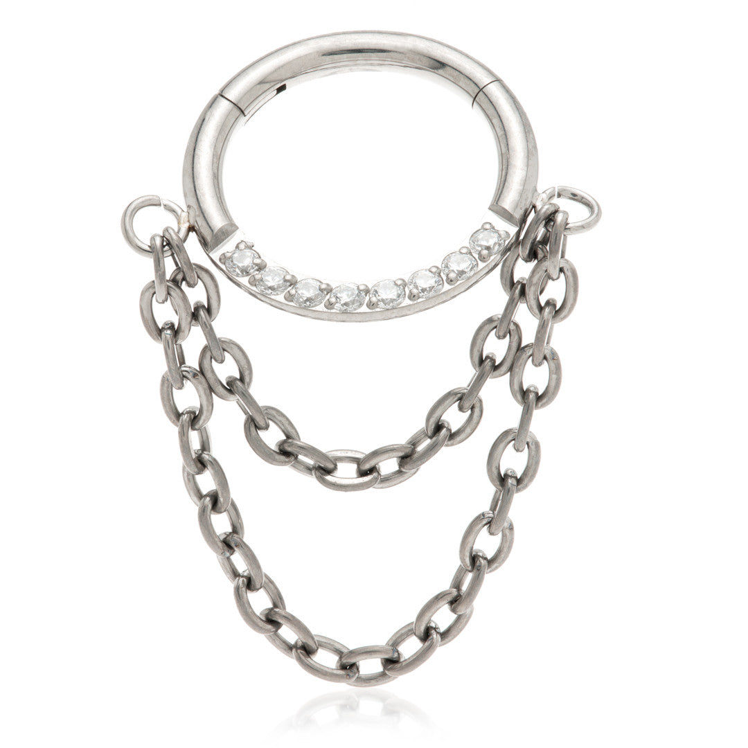TiC Pave Gem Hinge Ring with 2 Chains