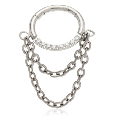 TiC Pave Gem Hinge Ring with 2 Chains
