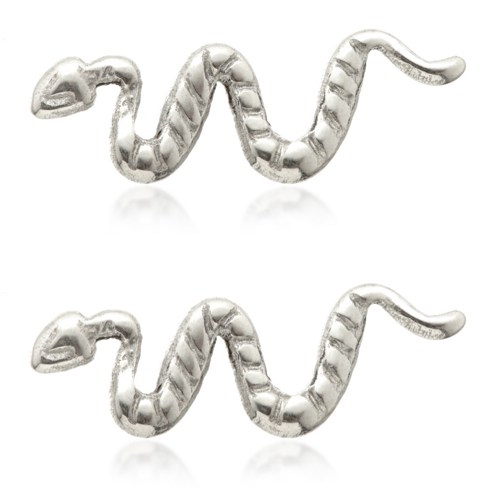 Titanium Threadless Stud Earrings with Snake Attachment (Pair)