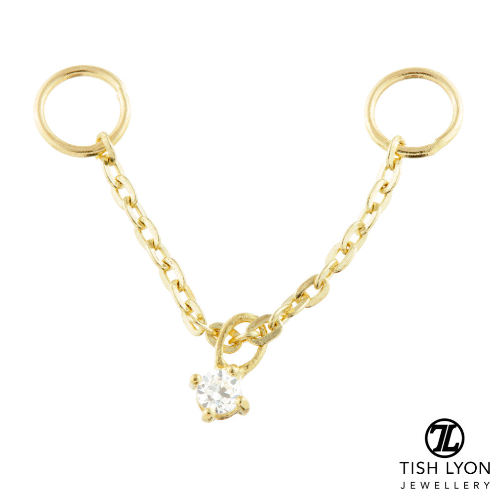Solid 9ct Gold Hanging Gem Chain Charm for Bars
