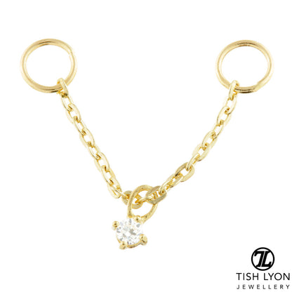 Solid 9ct Gold Hanging Gem Chain Charm for Bars