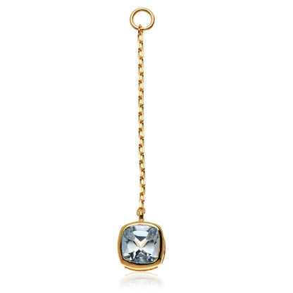 Solid 14ct Gold Hanging Sky Blue Topaz Cushion Chain