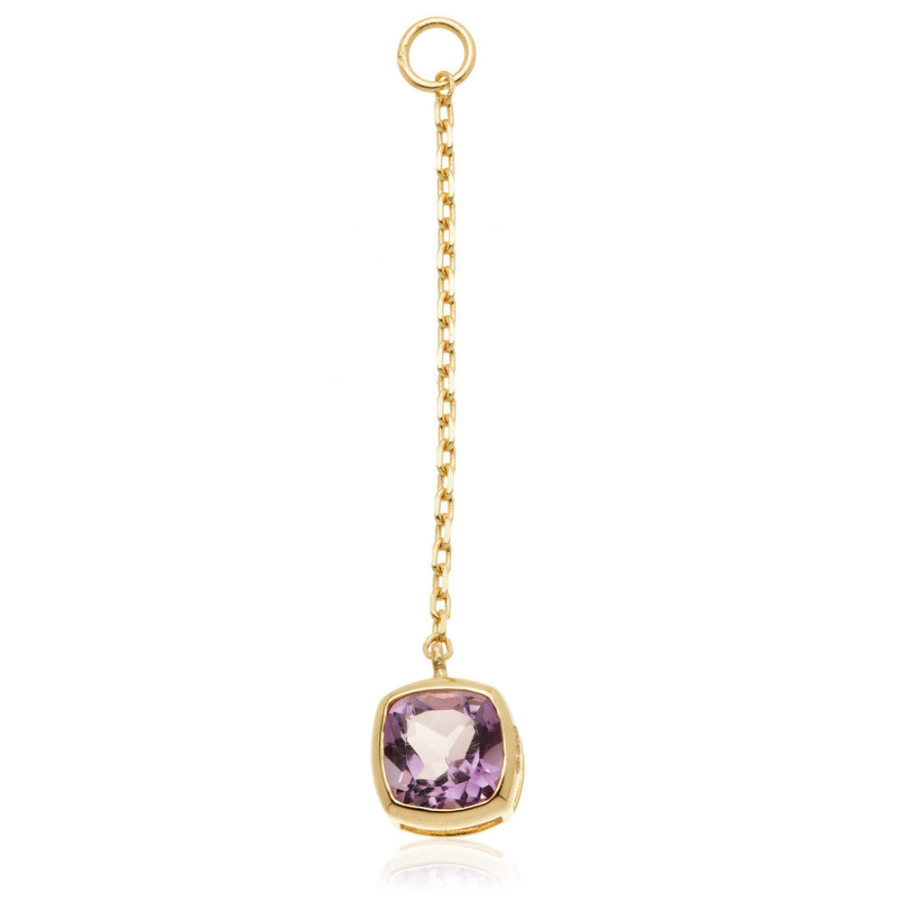 Solid 14ct Gold Hanging Amethyst Cushion Chain