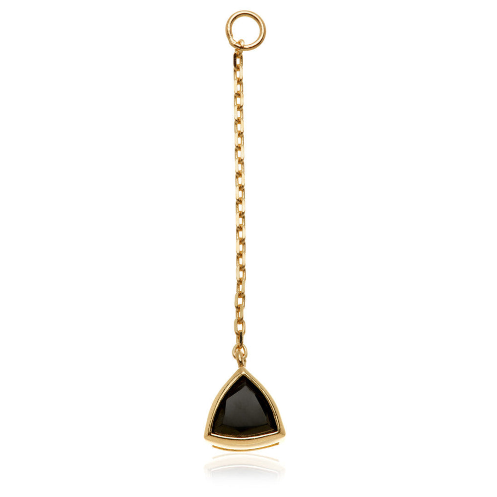 Solid 14ct Gold Hanging Black Spinel Trillion Chain-14K-Y