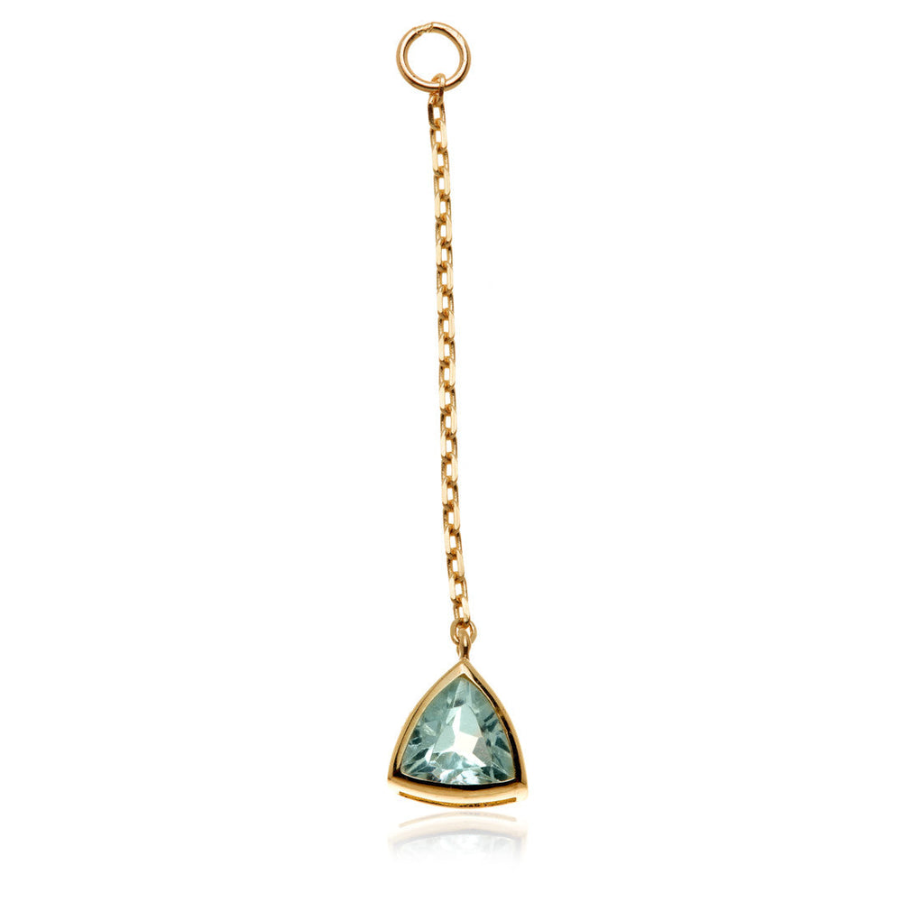 Solid 14ct Gold Hanging Sky Blue Topaz Trillion Chain