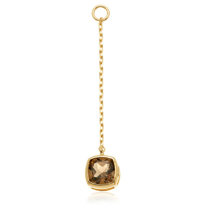 Solid 14ct Gold Hanging Smokey Quartz Cushion Chain