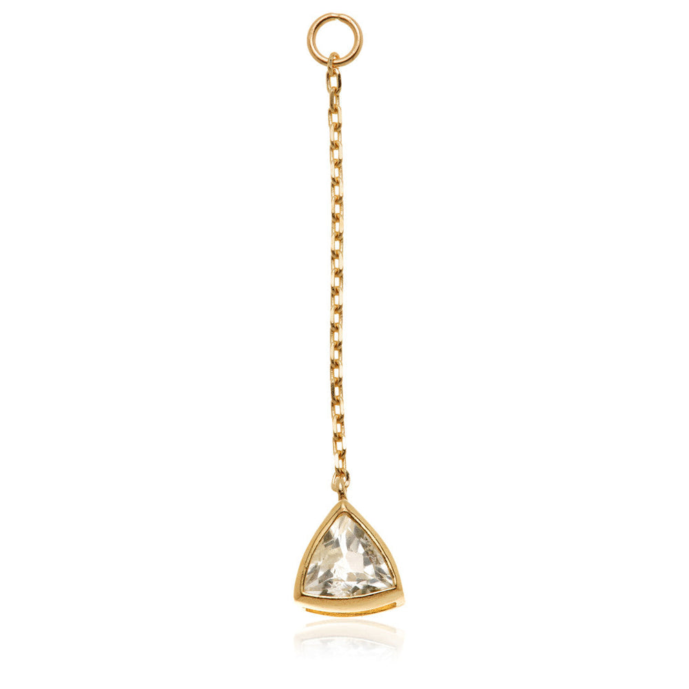 Solid 14ct Gold Hanging White Topaz Trillion Chain