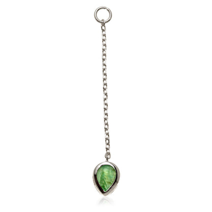 Solid 14ct Gold Hanging Emerald Teardrop Chain
