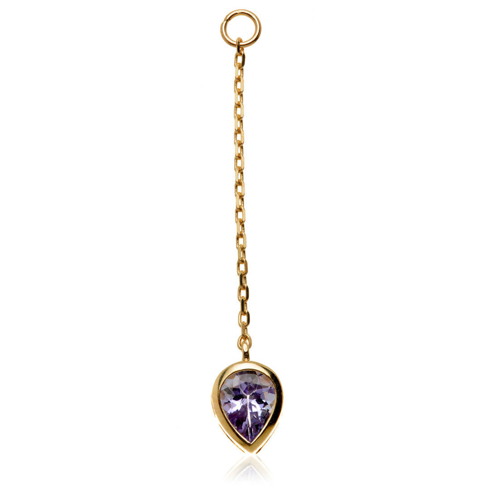 Solid 14ct Gold Hanging Tanzanite Teardrop Chain