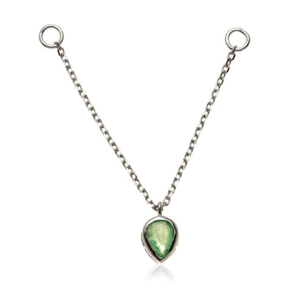 Solid 14ct Gold Hanging Chain With Emerald Teardrop