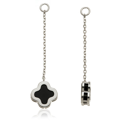 Solid 14ct Gold Hanging Chain With Black Onyx Clover