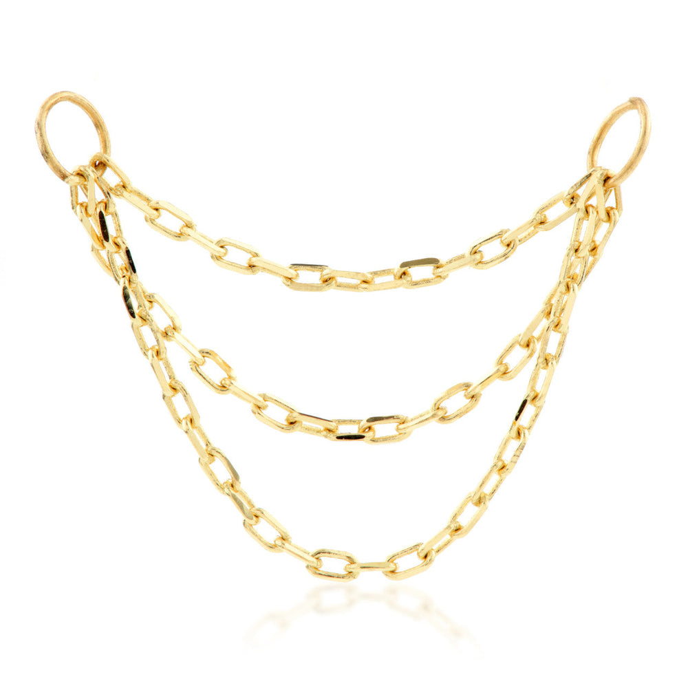 TL - 14ct Gold Hanging Triple Chains Charm