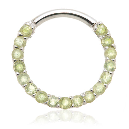 14ct Solid Gold Peridot Pave Front Facing Hinge Daith Ring
