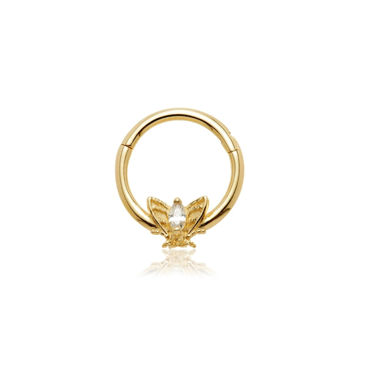 TL - Gold Jewelled Moth Daith Septum Ring