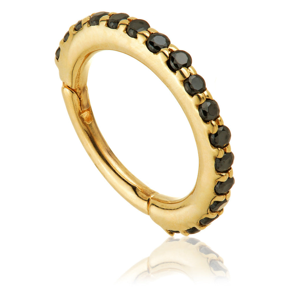 TL - Gold Black Spinel Pave Eternity Hinge Ring