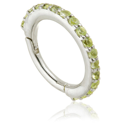 TL - Gold Peridot Pave Eternity Hinge Ring
