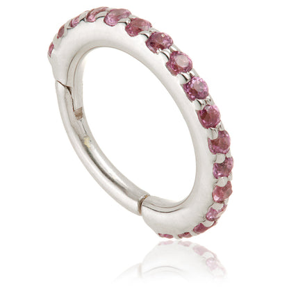 TL - Gold Rhodolite Pave Eternity Hinge Ring
