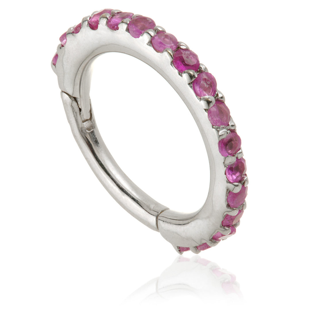 Solid Gold Ruby Pavé Eternity Hinge Ring