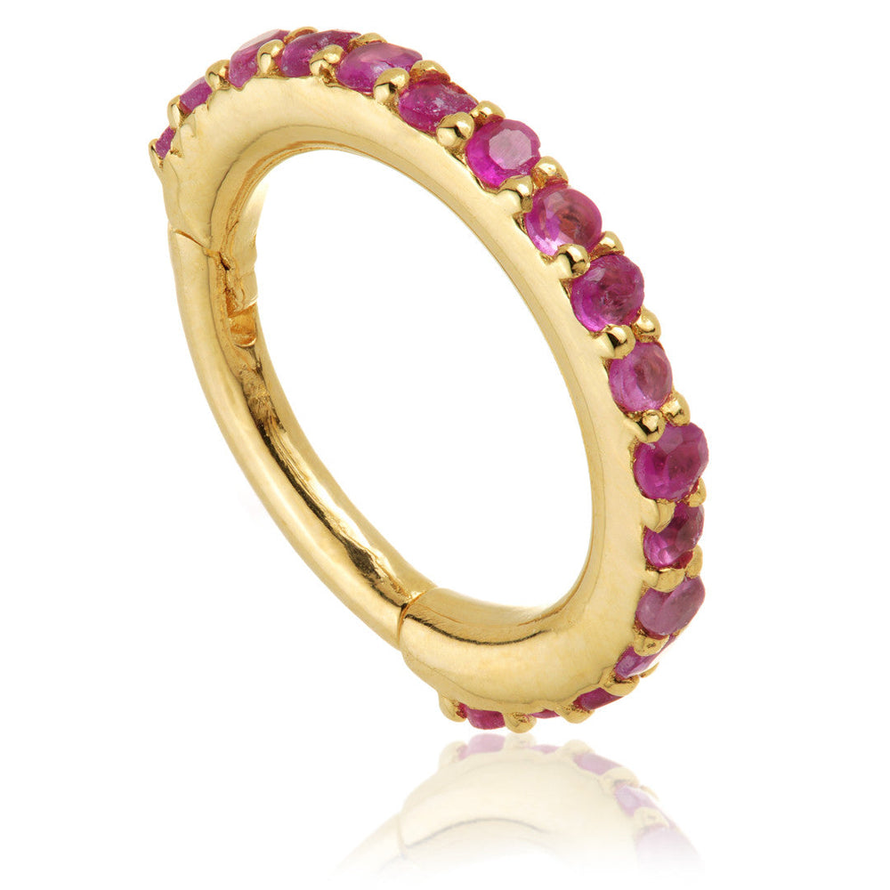 Solid Gold Ruby Pavé Eternity Hinge Ring