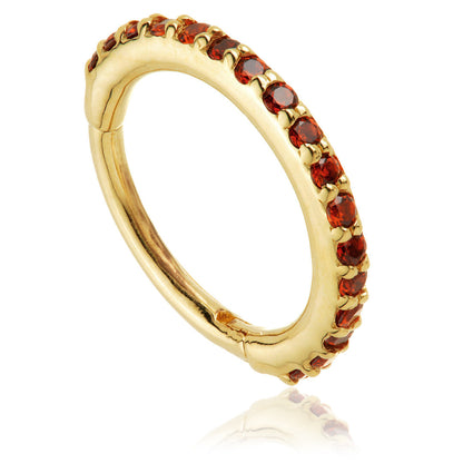 TL - Gold Garnet Pave Eternity Hinge Ring