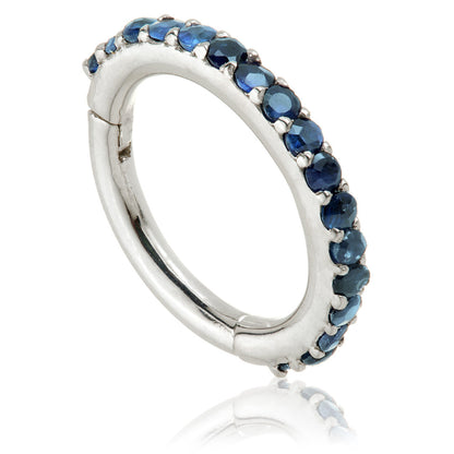 Gold Sapphire Pavé Eternity Hinge Ring