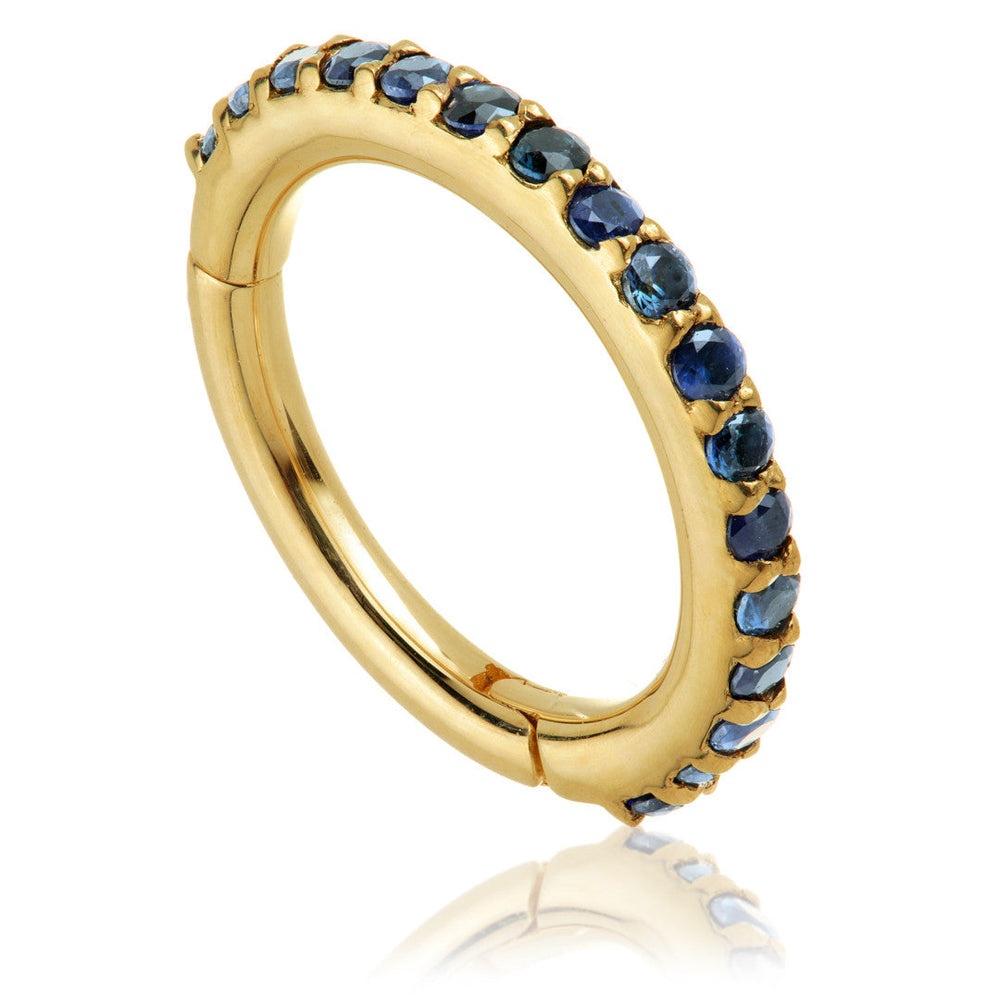 Gold Sapphire Pavé Eternity Hinge Ring