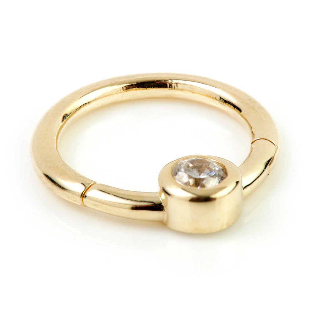 TL - Gold Front Facing Gem Hinge Ring