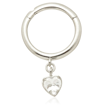 TL - Gold Hinge Segment Ring With Jewelled Heart Charm