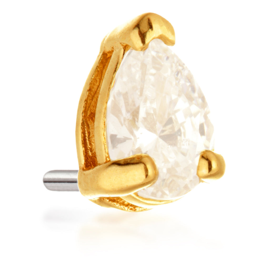 TL - 14ct Gold Threadless Teardrop Gem Pin Attachment