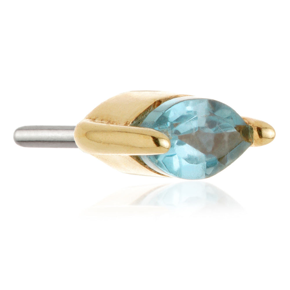 TL - 14ct Gold Threadless Marquise London Blue Topaz Pin Attachment