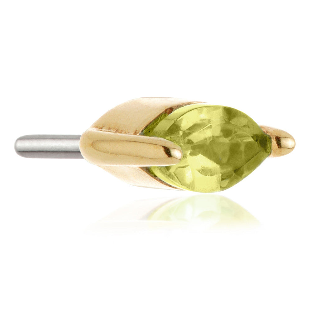 TL - 14ct Threadless Gold Marquise Peridot Pin Attachment