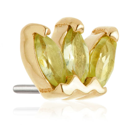 TL - 14ct Threadless Gold Triple Marquise Peridot Pin Attachment