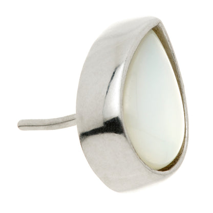TL - 14ct Gold Threadless Mother of Pearl Cabochon Pear Pin Attachment