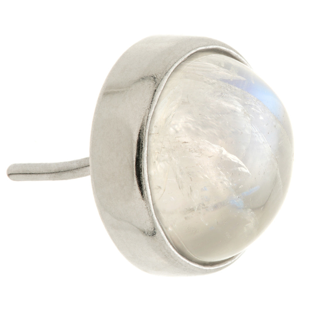 TL - 14ct Gold Threadless Moonstone Cabochon Round Pin Attachment
