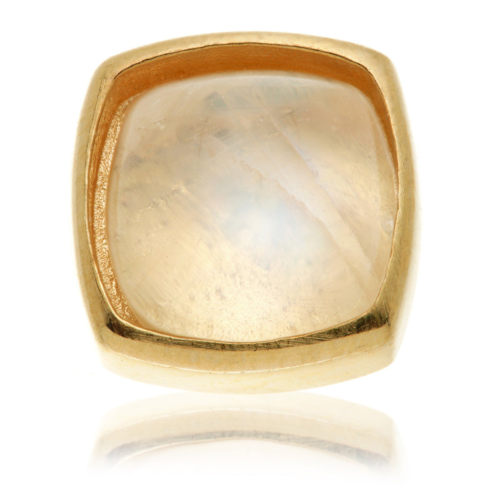 TL - 14ct Gold Threadless Moonstone Cabochon Cushion Pin Attachment