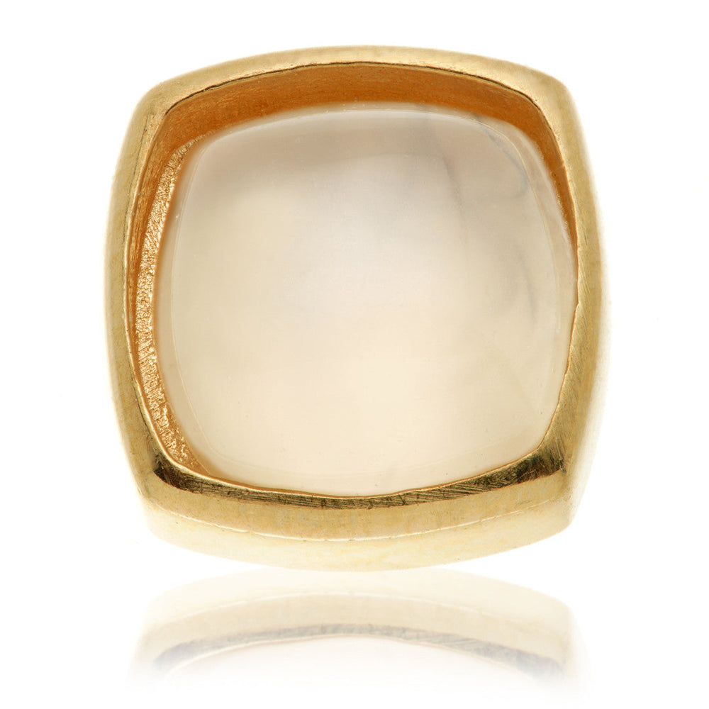 TL - 14ct Gold Threadless White Moonstone Cabochon Cushion Pin Attachment