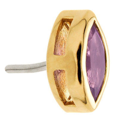 TL - 14ct Gold Threadless Amethyst Marquise Pin Attachment