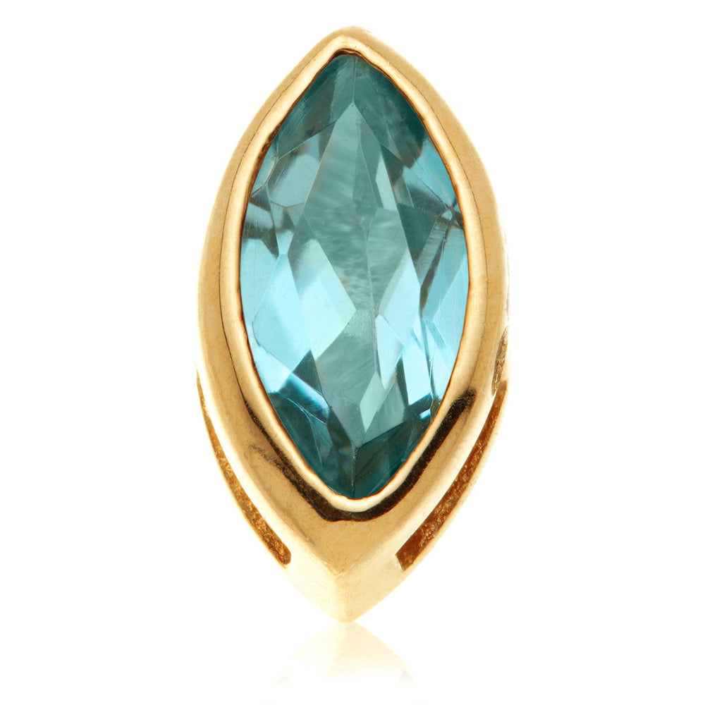 TL - 14ct Gold Threadless London Blue Topaz Marquise Pin Attachment